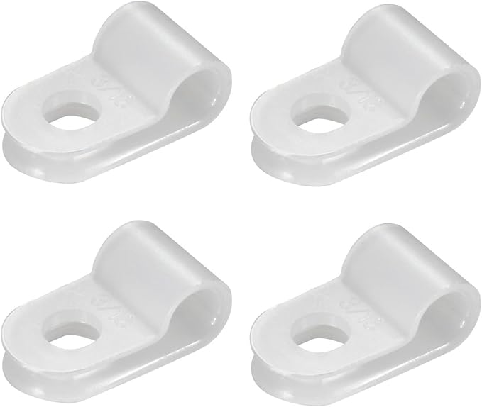 100PCS White Nylon R-Type Cable Clamp 5/8 Inch Cable Organizer Assortment Kit