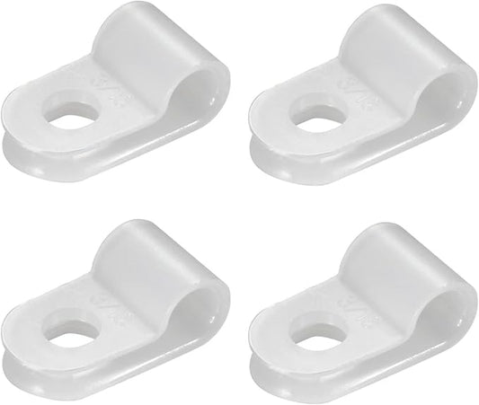 100PCS White Nylon R-Type Cable Clamp 5/8 Inch Cable Organizer Assortment Kit