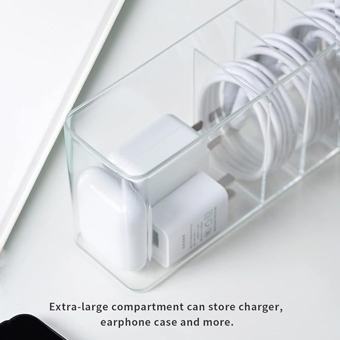 Charger Cable Cord Storage Organizer Box, 3 Pack With Lid