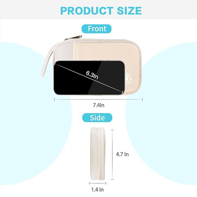 Lcsmaokin Electronics Travel Organizer,Portable Waterproof Electronic Travel Storage Bag for Small Charging Cord Storage,Charger,Small Electronics,SD Card etc,for Travel,Business -Beige