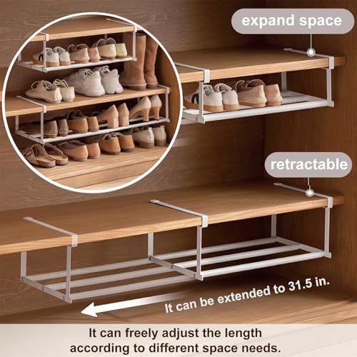 Expandable Shoe Rack Organizer, White,2 Pcs