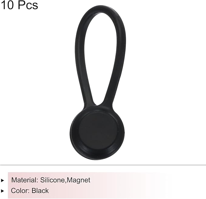 MECCANIXITY Magnetic Cable Clips 4.3 Inch x 0.6 Inch Black Magnetic Cord Organizer Cable Ties Reusable Twist Ties for Home, Kitchen, Office, 10 Pcs