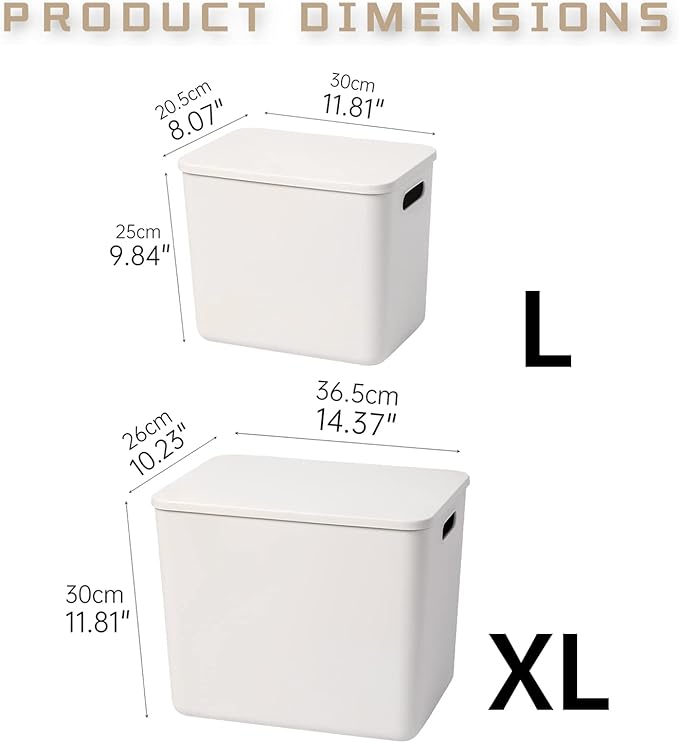 Yishyfier Plastic Storage Baskets With Lid Organizing Container Lidded Knit Storage Organizer Bins for Shelves Drawers Desktop Closet Playroom Classroom Office (4XL+2L, Light grey)