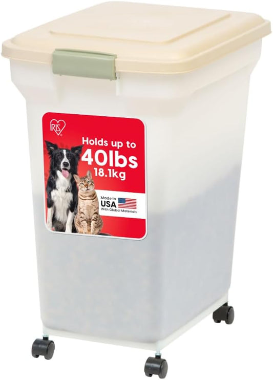 USA Airtight Dog Food Storage Container, WeatherPro, Up to 40 lbs, Almond/Pearl