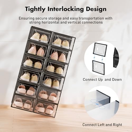 15 Pack Shoe Storage Organizer Box Container Clear Plastic Stackable
