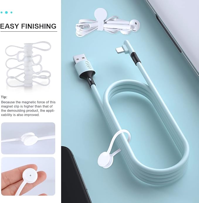 White Magnetic Cable Ties 10-Pack
