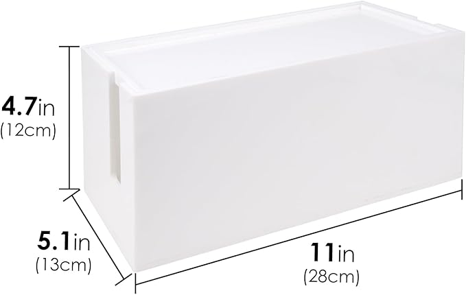 Linkidea Bathroom Cable Organizer Box for Electric Toothbrush & Razor Chargers, Cord Hider Storage Case, Countertop Clutter-Free Vanity Organizer (White)