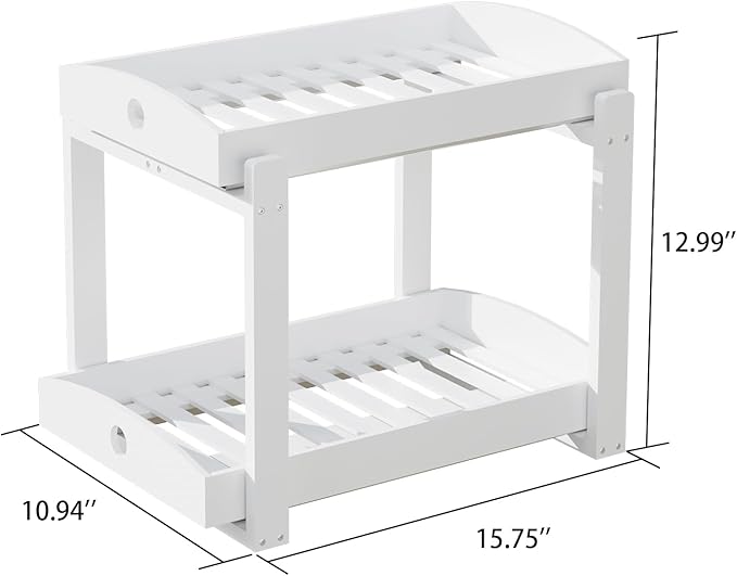 Bamboo Wood Under Sink Organizer 1 Pack, White, 2 Packs