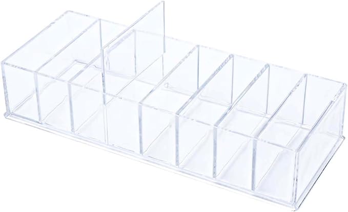 Clear Drawer Organizer 8-Section Desk Compartment Acrylic Tray Holder