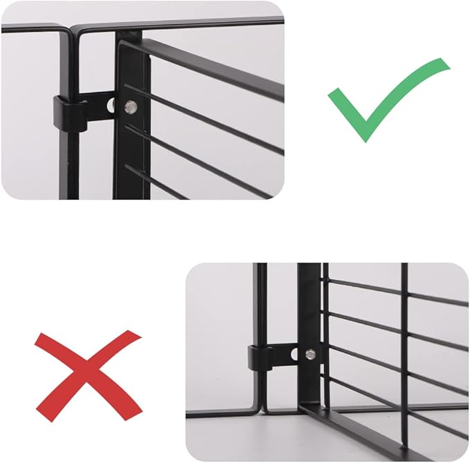 2 Pack Stackable Cabinet Shelf Organizer - Heavy-Duty Coated Metal Storage Rack, Non-Slip Space-Saving for Kitchen Pantry, Under Sink, Cupboard, Countertop (Black)