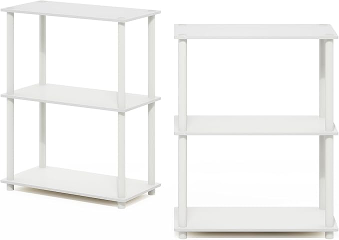 Furinno Turn-N-Tube Storage Shelves Set of 2, 3-Tier Book Shelf, Corner Shelf