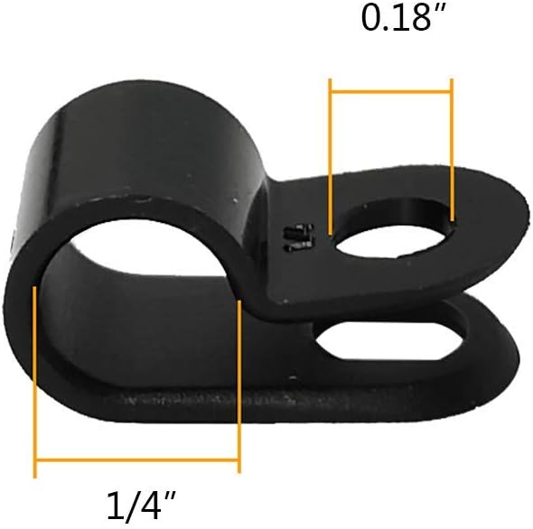 Cable Clamp R-Type Cable Clip Wire Clamp 1/4-inch Nylon Screw Mounting Cord Fastener Clips with Screws for Wire Management - 50 Pcs Cable Clamps + 50 Pcs Screws