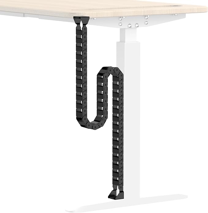 Standing Desk Cable Management Spine - Under Desk Cable Management Snake with Magnetic Mount, Flexible PA66 Nylon Vertebrae Cord Organizer Raceway, Adjustable Length for Office, Gaming, Sit-Stand Desk