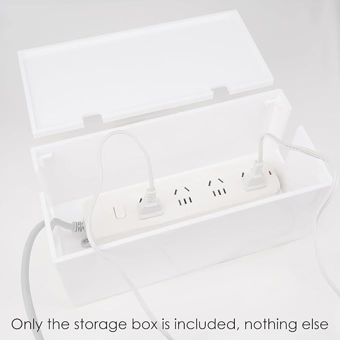 Linkidea Bathroom Cable Organizer Box for Electric Toothbrush & Razor Chargers, Cord Hider Storage Case, Countertop Clutter-Free Vanity Organizer (White)
