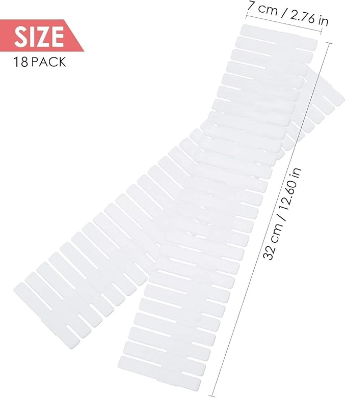 18Pcs Drawer Dividers, Adjustable Drawer Organizer for Socks, Dresser White