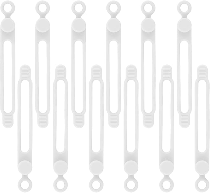 12Pcs White Silicone Cord Strap, Silicone Cable Ties