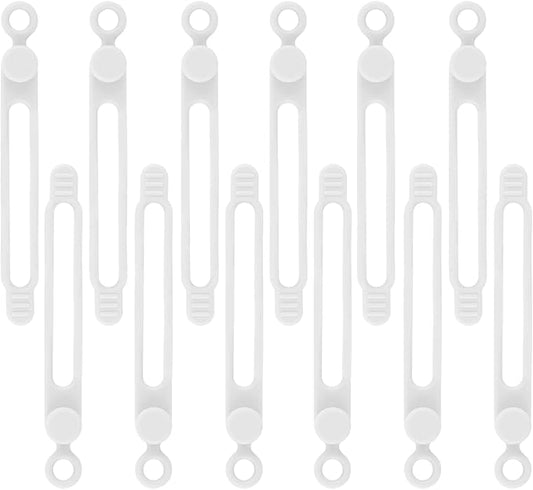 12Pcs White Silicone Cord Strap, Silicone Cable Ties
