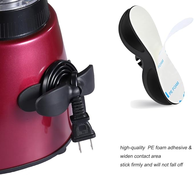 SisBroo Cord Organizer for Appliances, 4PCS Kitchen Appliance Cord Winder Cord Organizers, Cord Holder Cord Wrapper for Appliances Stick on Pressure Cooker, Mixer, Blender, Coffee Maker, Air Fryer