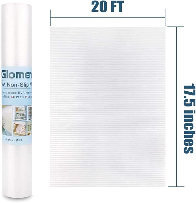 Glomen Refrigerator Liners, Fridge Mats, Washable Oil-Proof Fridge Pads Shelves Drawer Cabinet Liners, 17.5 Inches x 20 FT, Refrigerator Mats for Shelves (17.5 Inches x 20 FT)…
