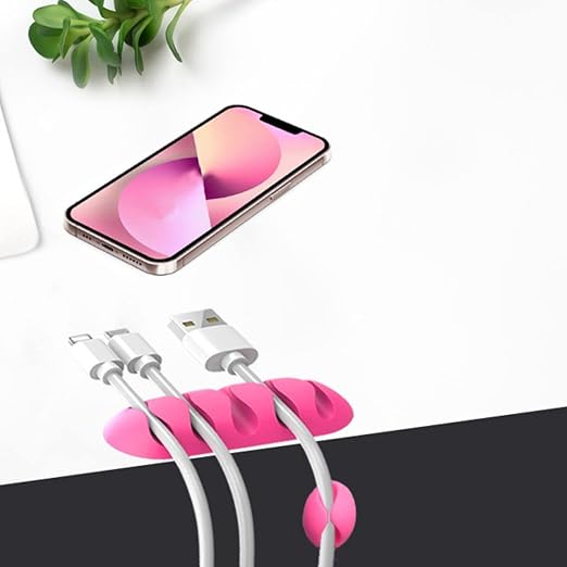 PERFORMORE 16 Pack of Cable Clips Cord Organizer, Pink Self-Adhesive Cord Holders for Cable Management, Multipurpose Wire Charger Organizer Clips for Home, Office, Car, and Desks