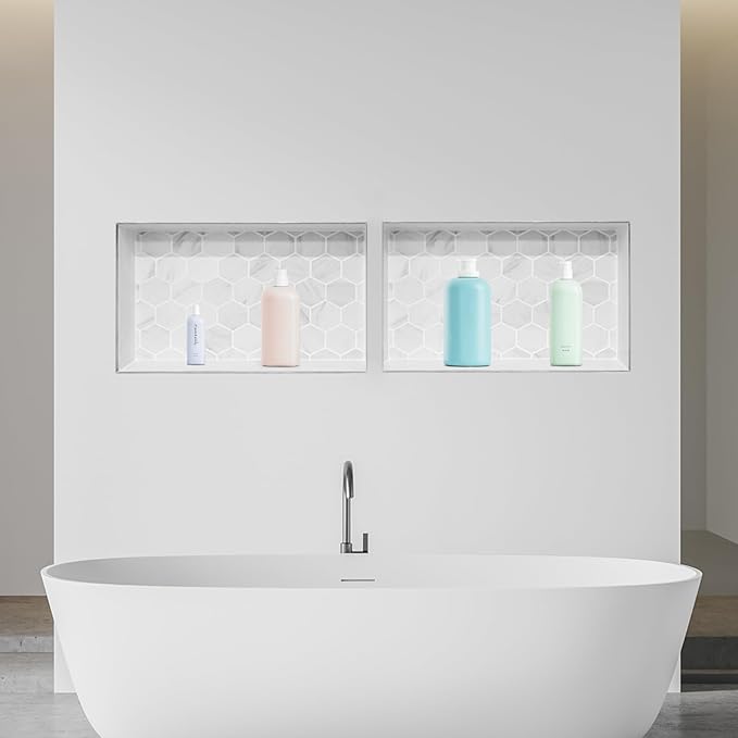 Shower Niche, 16 x 32 inch + 16 x 32 inch Recessed Wall Niche with Movable Shelf