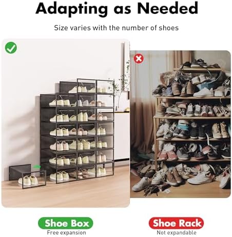 15 Pack Shoe Storage Organizer Box Container Clear Plastic Stackable