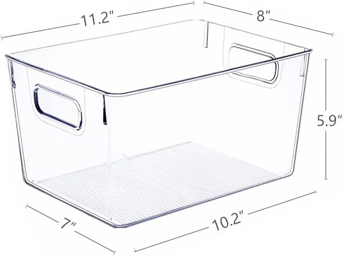 Set of 8 Large Clear Plastic Storage Bins (8L)