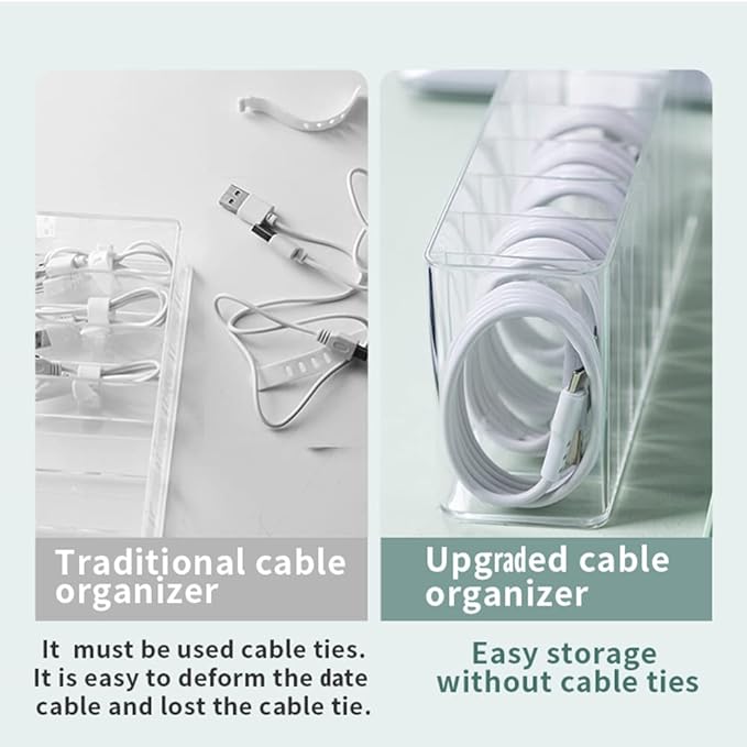 Charger Cable Cord Storage Organizer Box, 3 Pack With Lid