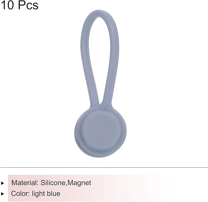 MECCANIXITY Magnetic Cable Clips 4.3 Inch x 0.6 Inch Gray Magnetic Cord Organizer Cable Ties Reusable Twist Ties for Home, Kitchen, Office, 10 Pcs