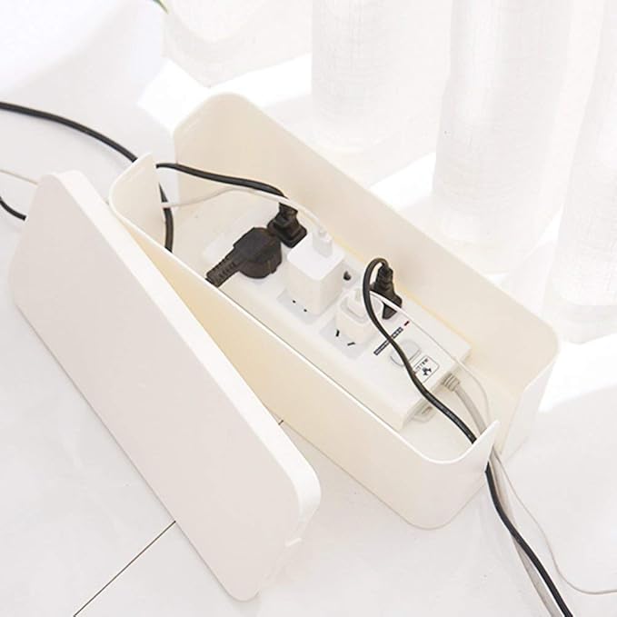 Cable Management Box, 2 Set Cable Organizer for Cable and Cord Management, White