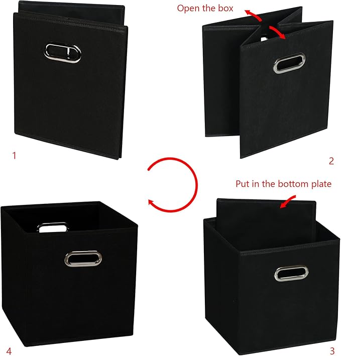 Fabric storage bins Cubes, Fabric Cube Organizer with Handle, Black