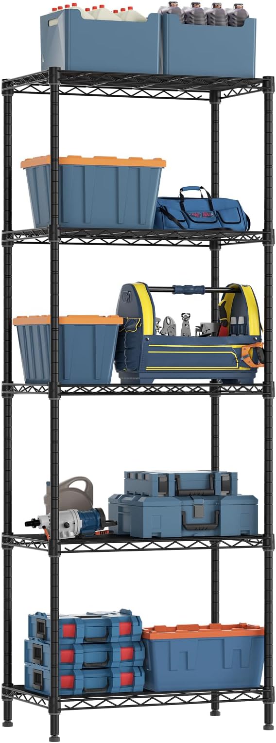 5 Tier Adjustable Storage Shelves Heavy Duty Metal Utility Shelf 500LBS Capacity
