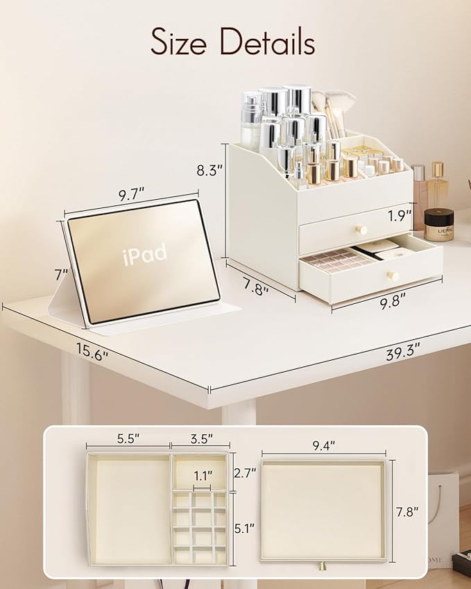 Makeup Organizer for Vanity, Beige