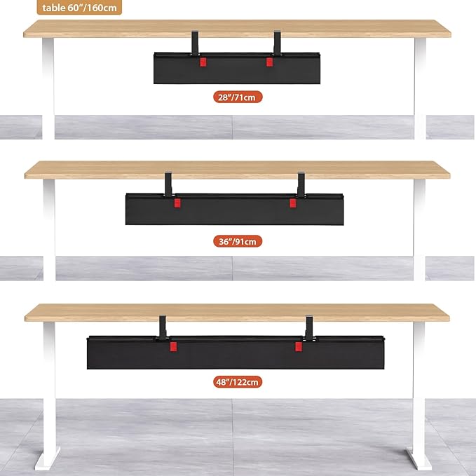 Univivi No Drill Under Desk Cable Management Tray, 28" Cord Organizer for Table, Clamp/Screw Mount Desk Cable Management, Premium Fabric Cable Management Tray for Office, Home