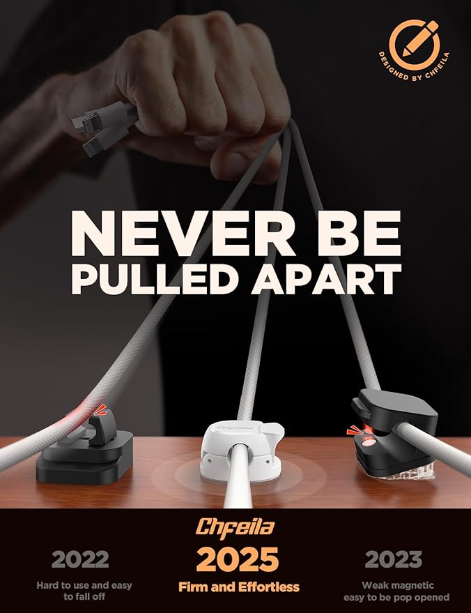 8Pack Cord Organizer [Dual Spring & Clasp] [Max Stability] Cable Clips