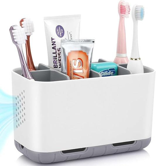 Toothbrush and Toothpaste Holder Drainage for Bathroom Countertop