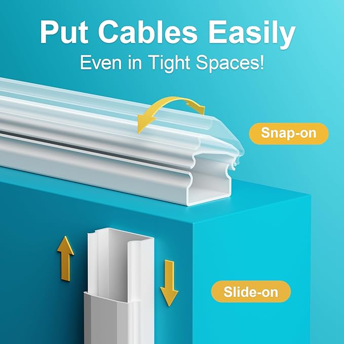 Cord Hider, 42In Cord Covers for Wall Mounted TV, White Cable Management Kit