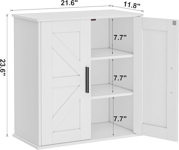 Bathroom Wall Cabinet, 11.8" D