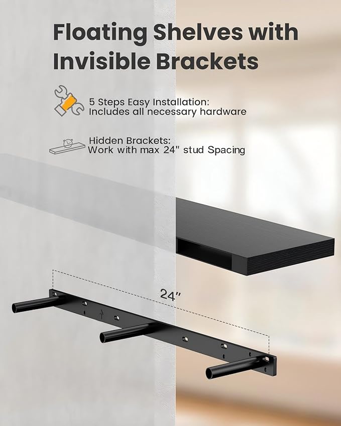 HOMEFURNISHING Floating Shelves, Wall Shelves for Living Room, Bedroom, Bathroom