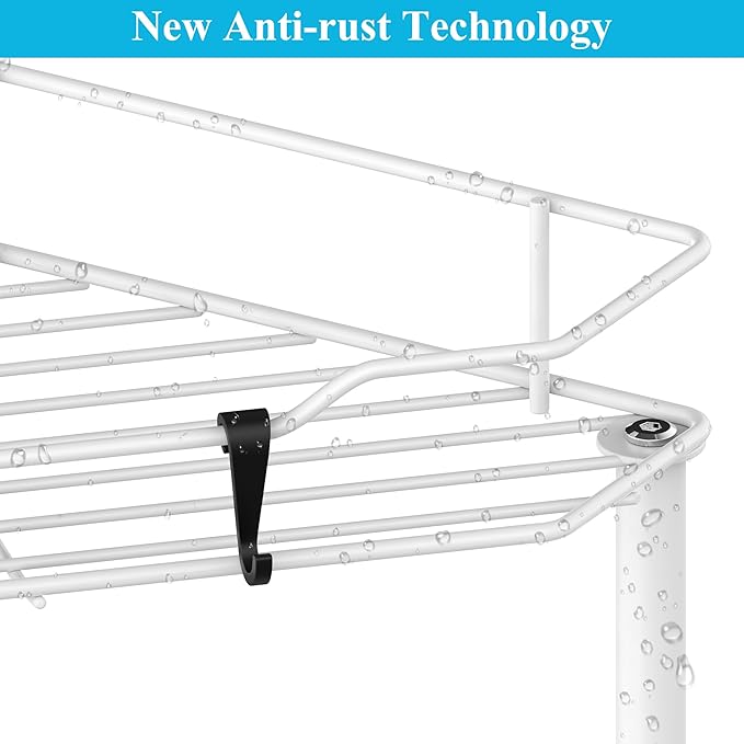 3 Tier Floor Standing Corner Shower Caddy Organizer Shelf with Hooks, White