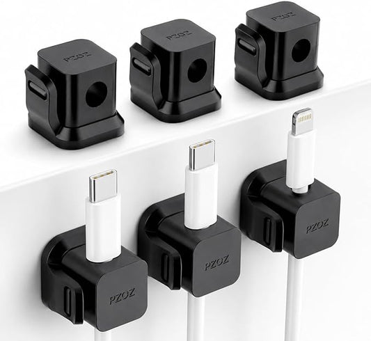 6 Pack Cable Organizer Clips, Adhesive Cord Holder for Desk, Black