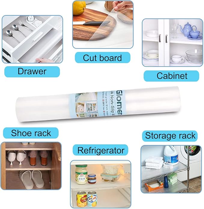 Shelf Liner, Non-Slip Cabinet Liner, Washable Oil-Proof for Kitchen Cabinet, Shelves, Refrigerator, Storage, Desks, 14 Inches x 20 FT, Non Adhesive Drawers Liner… (14 Inches x 20 FT)