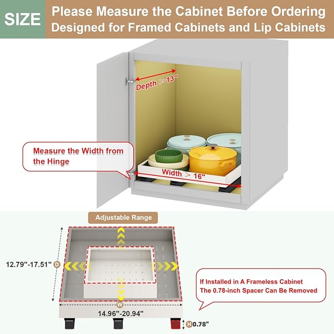 Pull out Cabinet Organizer, Expandable Width(16"-21")