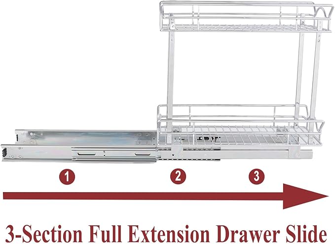 Slide Out Cabinet Organizer for Narrow Cabinet (5" W X 17" D)