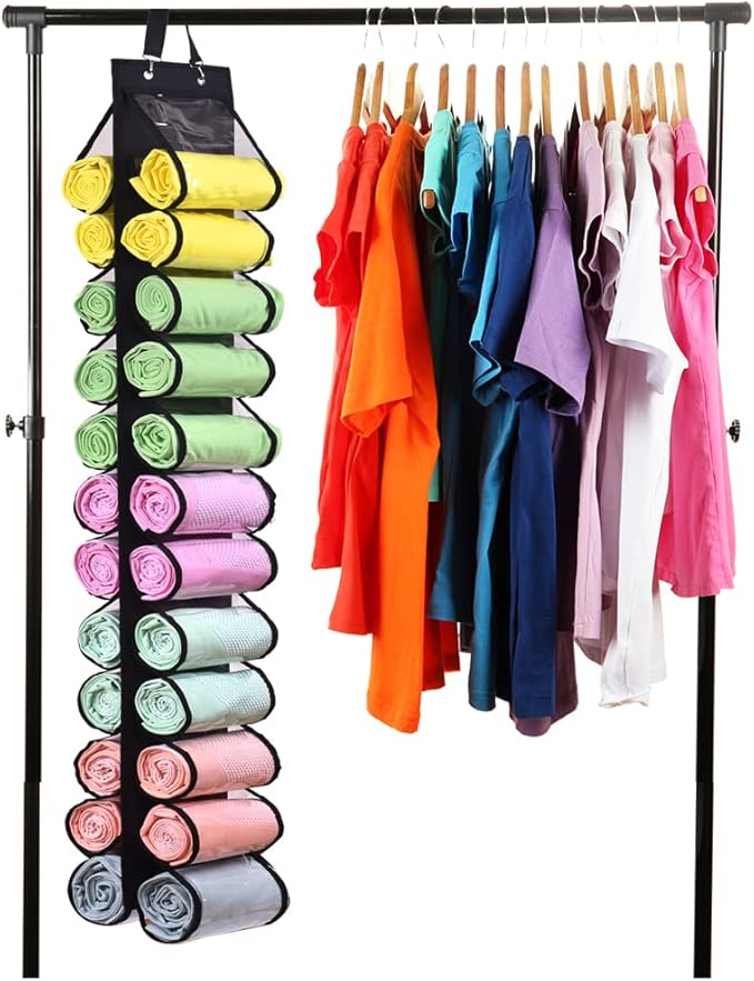 Legging Storage Bag Storage Hanger Can Holds 24 Leggings or Shirts Jeans, Black