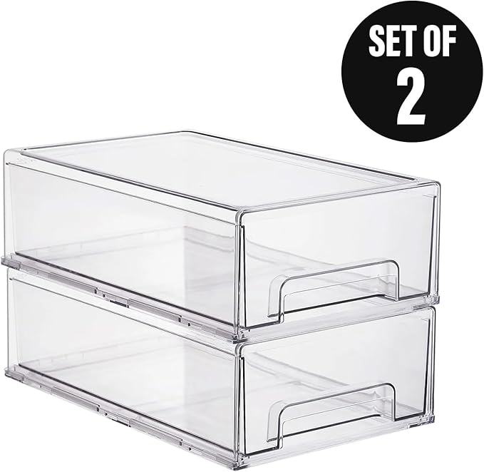 Clear Plastic Storage Drawer Organizer Bins