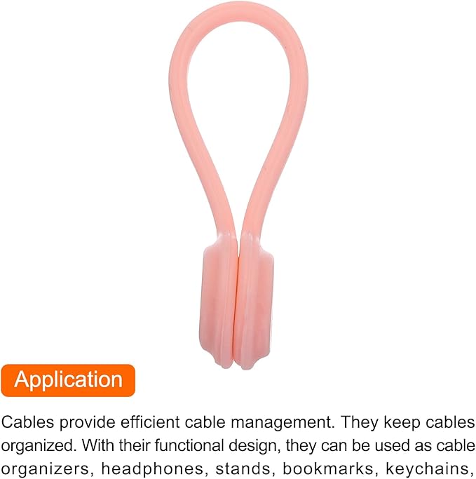 MECCANIXITY Magnetic Cable Clips 4.3 Inch x 0.6 Inch Pink Magnetic Cord Organizer Cable Ties Reusable Twist Ties for Home, Kitchen, Office, 10 Pcs