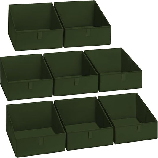 Closet Storage Bins 8 Pack, Fabric Trapezoid Closet Organizer Bin, Green