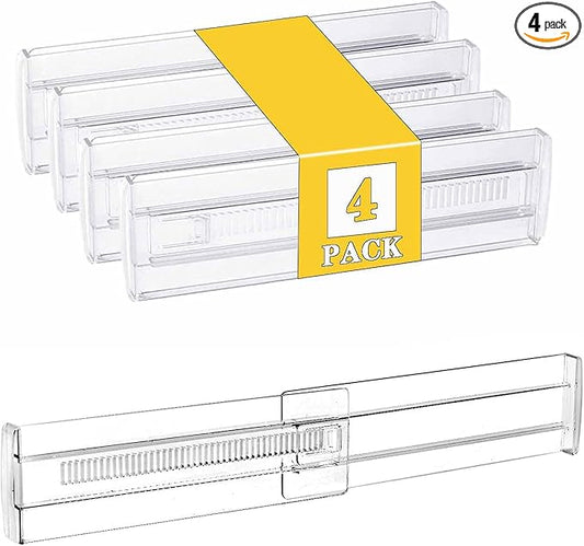 4 Pcs Drawer Dividers for Clothes, 4, clear