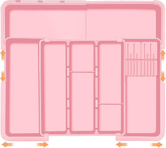 Utensil Drawer Organizer for Kitchen, Pink